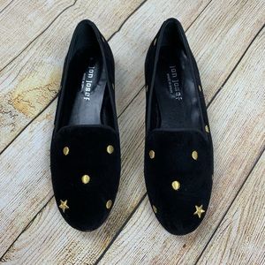Jon Josef Black Velvet Polka Star Smoking Loafer